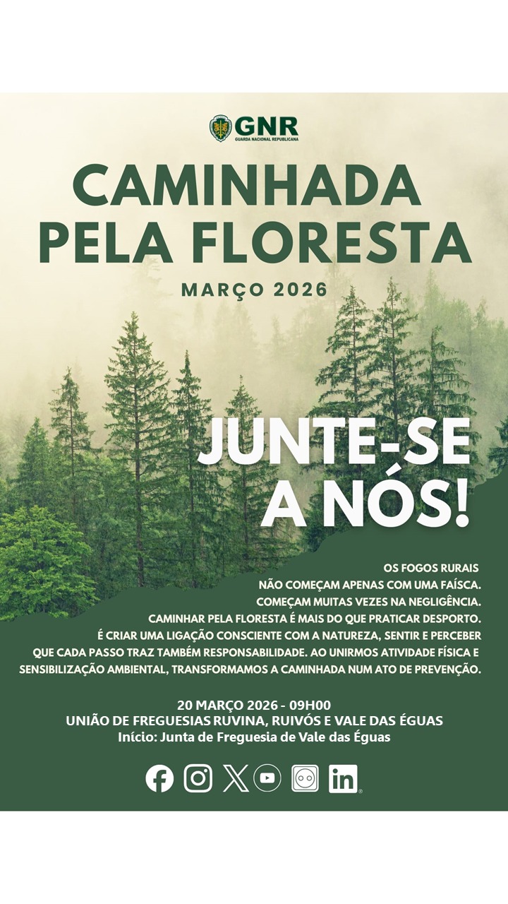 GNR promove “Caminhada pela Floresta” na UF de Ruvina, Ruivós e Vale das Éguas